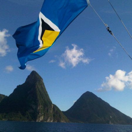 Pitons St Lucia, St Lucia Flag, Gym Art, Saint Lucia, Small Tattoos For Guys, Santa Lucia, Flags Of The World, Caribbean Sea, The Flag