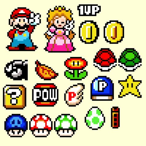 Pixel Mario Characters, Mario Characters Pixel Art, Pixel Art Mario Bros, Mario Cross Stitch Pattern, Super Mario Diy, Super Mario Cross Stitch, Mario 8 Bit, Super Mario Pixel Art, Mario Cross Stitch