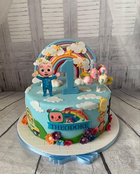 Cake Decorating Cocomelon, Character Birthday Cakes, Cocomelon Cake For Boys, Cocomelon Cake Ideas For Boy, Cake Cocomelon, Cocomelon Cake 1st Birthday, Coco Melon Theme Cake, Cocomelon Birthday Cake Boy, Cocomelon Cake Design