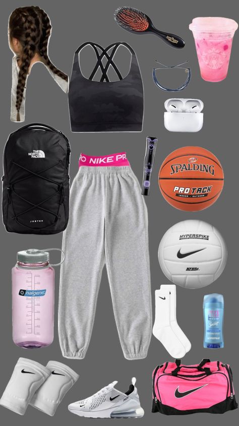 #vibes Cute Outfits For Sports Games, What To Wear To Basketball Practice, Volleyball Outfits For School, Cute Basketball Outfits, Basketball Clothes Outfits, Volleyball Aesthetic Outfits, Volleyball Fits, Volleyball Outfit, Preppy Inspiration