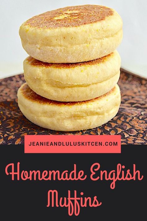 Homemade English Muffins Sourdough English Muffin Recipe, English Muffin Recipe, Sourdough English Muffins, English Muffin Recipes, Homemade English Muffins, Homemade Sourdough, Roll Recipes, English Muffins, Bread Roll