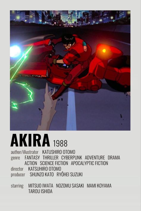 Akira Film, Minimalist Anime Poster, Anime Watchlist, Akira Poster, Akira 1988, Minimalist Anime, Akira Anime, Anime Suggestions, Film Anime