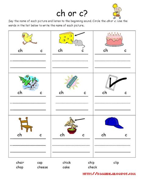 "ch" Words worksheet for Kindergarten Students ~ Kindergarten Worksheet Guide : Pictures Clip art Line Drawing Coloring Pictures Ch Words Worksheets, Ch Worksheet, Phonics Crafts, Synonym Activities, Teaching Digraphs, For Kindergarten, Language Activities Preschool, Long Vowel Worksheets, Ch Sound