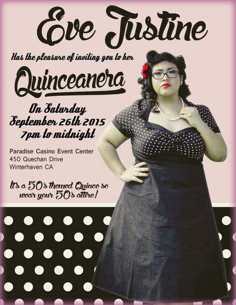 50s themed Quinceanera invitations Low Rider Quinceanera, Oldies Quinceanera Theme, Pinup Party Theme, 50s Themed Invitations, 50’s Theme Party Zazzle, Grease Party, Quinceanera Theme, Quinceanera Themes, Mystery Party