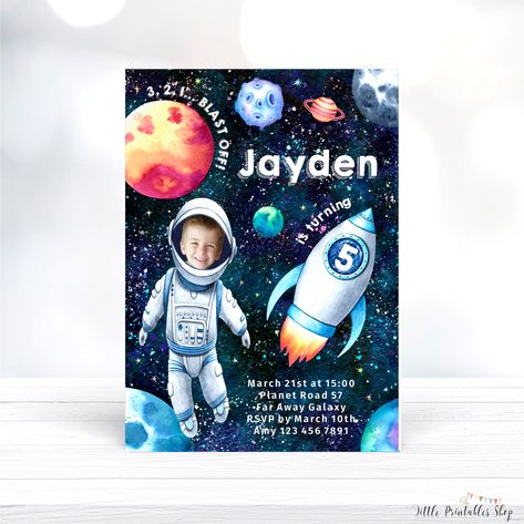 Excited to share the latest addition to my #etsy shop: Space Birthday Photo Invitation, INSTANT DOWNLOAD, Printable Space Invite, Editable Astronaut Party Invitation, FREE Smartphone Evite Inc. https://etsy.me/3IUYNna Space Birthday Invitation, Astronaut Party, Space Birthday Party, Photo Birthday Invitations, Boy Birthday Invitations, Space Birthday, Photo Invitations, Birthday Photo, Online Printing Services