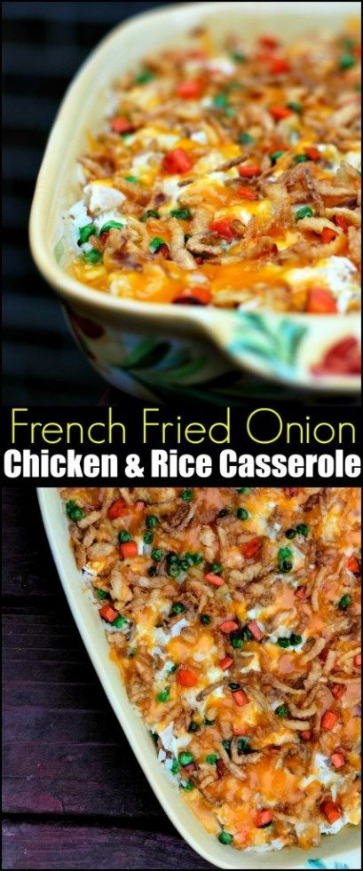 Fried Onion Chicken, French Fried Onion Chicken, Fried Onion Burger Recipe, Cooked Chicken Leftovers, French Fried Onion Recipes, Fried Onions Recipe, Chicken Rice Casserole, Favorite Casseroles, French Fried Onions