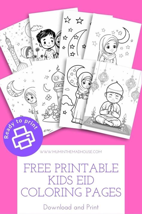 These free printable Eid Kids coloring pages are available as a PDF download and are a variety of delightful designs designed to engage kids on Ramadan, Eid al-Fitr and Eid Mubarak. Eid Coloring Pages, Islamic Coloring Pages, Beautiful Coloring Pages, Asian Studies, Kids Coloring Pages, Coloring Pages Free Printable, Engage Kids, Printable Kids, Eid Al Fitr