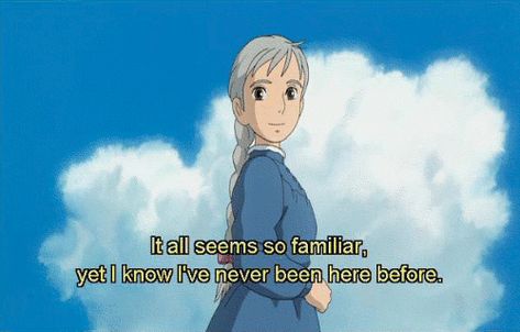 Grad Quote Ideas, Howl's Moving Castle Movie, Studio Ghibli Gif, Ghibli Gif, Howl's Moving Castle Calcifer, Castle Quotes, A Heart's A Heavy Burden, Sophie Hatter, Diana Wynne Jones