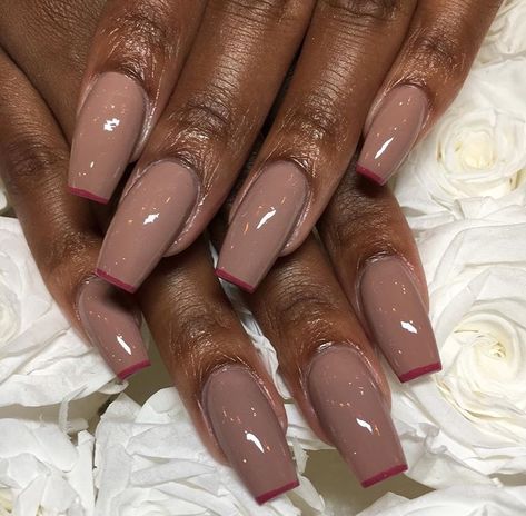 ❤@AmerieDetroit's Finest❤ Dark Skin Nail Polish, Brown Acrylic Nails, Mauve Nails, Work Nails, Shiny Nails, Nails 2023, Girls Nails, Square Acrylic Nails, Chic Nails