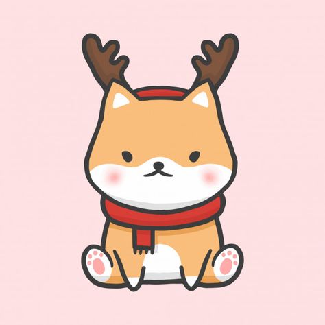 Cute shiba costume reindeer christmas hand drawn cartoon style Cute Shiba, Christmas Cartoon, Reindeer Christmas, Premium Vector, Reindeer, Hand Drawn, Christmas