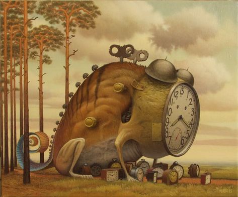 walking lesson Jacek Yerka, Art Visionnaire, American Realism, Max Ernst, Rene Magritte, Surrealism Painting, Joan Miro, Georges Braque, Art Et Illustration