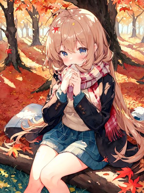 Autumn Anime Pfp, Anime Autumn, Fall Anime, Illustration Manga, Fall Time, Fall Wallpaper, Digital Art Girl, Girl Falling, Anime Background