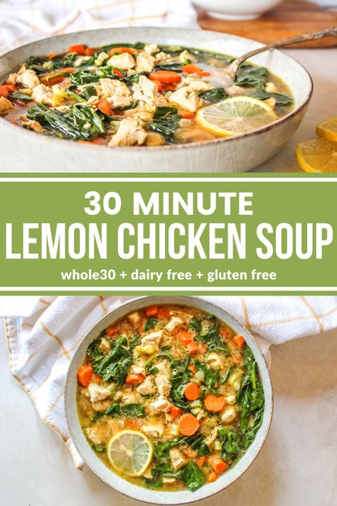 Whole 30 Soup, Veggies And Chicken, Lemon Soup, Lemon Chicken Soup, Paleo Soup, Whole 30 Diet, Veggie Soup, Chicken Soup Recipes, Easy Soup Recipes