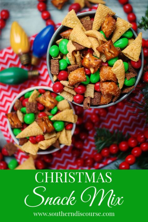 Peanut Butter & Chocolate Christmas Snack Mix - a southern discourse Christmas Snack Mix, Simple Appetizers, Homemade Chex Mix, Trail Mix Recipes, Christmas Snack, Chex Mix Recipes, Christmas Mix, Chocolate Christmas, Christmas Candy Recipes