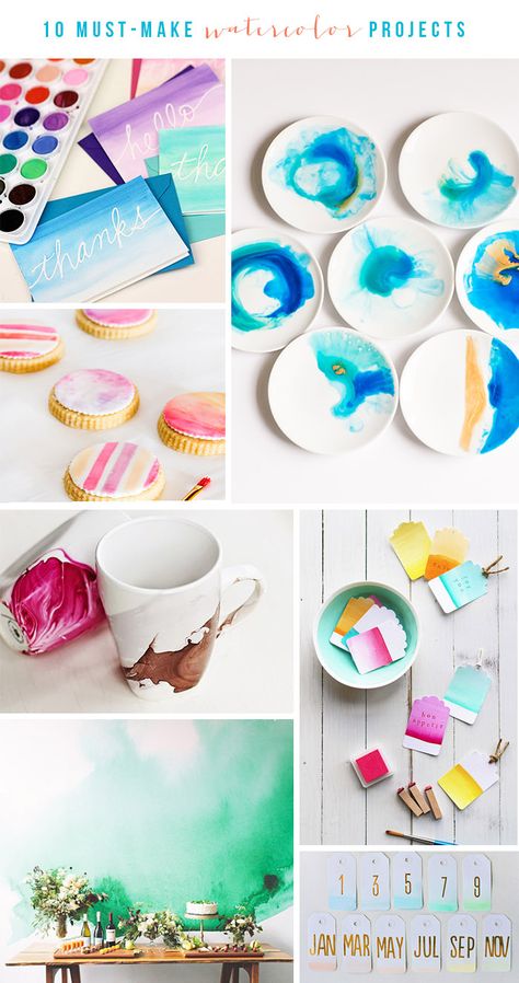 10 Must-Make Watercolor Projects Watercolor Crafts To Sell, Watercolor Crafts, Watercolor Practice, Art Recipes, Watercolor Party, Sell Ideas, Watercolor Art Diy, Watercolor Monogram, Simple Watercolor