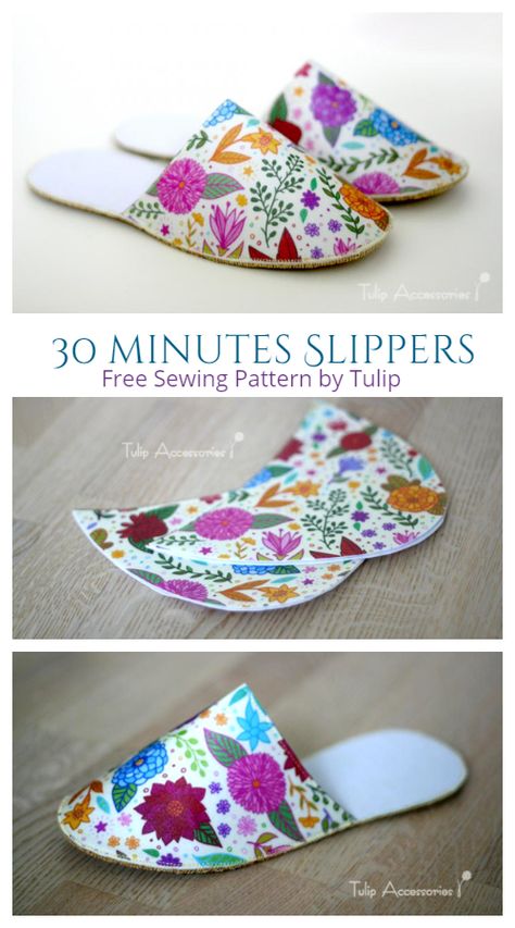 Fabric Spa Slippers Free Sewing Patterns Diy Felt Slippers Pattern, Spa Gowns, Free Slipper Patterns Sewing, Felted Slippers Pattern, Slippers Diy, Fabric Slippers, Sewing Slippers, Diy Sewing Gifts, Spa Slippers