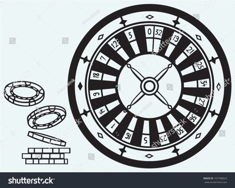 Gambling. Roulette and chips isolated on blue batskground #Ad , #Ad, #chips#Roulette#Gambling#batskground Roulette Wheel Drawing, Wheel Drawing, Drawing Graphic Design, Roulette Wheel, Drawing Graphic, Wall Clock, Stock Vector, Royalty Free Stock Photos, Wheel