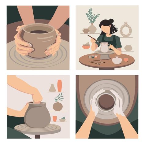 Potter Wheel, Handmade Logo Design, Workshop Icon, Pottery Cafe, Bakery Design Interior, Perspective Drawing Architecture, Art Studio Design, Pottery Pots, Cerámica Ideas