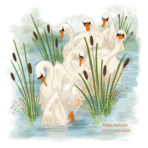 by Alison Mutton ~ 7 Swans a Swimming Bunco Christmas, Colly Birds, Five Gold Rings, Three French Hens, Seven Swans, French Hens, 12 Days Of Xmas, Partridge In A Pear Tree, Samhain Halloween