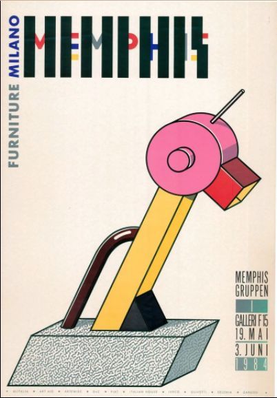 https://wearethemutants.com/2018/09/20/no-powerful-idea-lasts-long-the-memphis-group-and-the-1980s-look/ Modern Memphis, Memphis Group, Memphis Design, Designer Art, Design Grafico, Retro Modern, Exhibition Poster, Branding Inspiration, Postmodernism