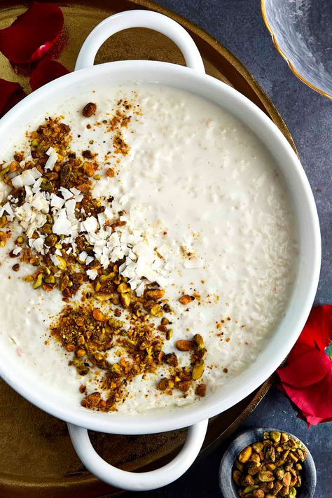 Egyptian Rice Pudding Recipe, Best Rice Pudding Recipe, Easy Rice Pudding, Egyptian Desserts, Coconut Milk Rice, Baked Rice Pudding, Coconut Rice Pudding, Food Dolls, Milk Dessert