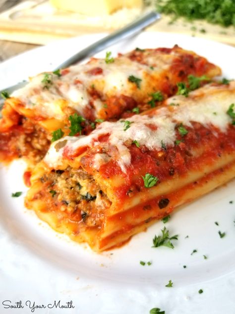 MouthPrint Sausage Manicotti Recipe, Baked Manicotti, Cheese Manicotti, Noodle Pasta, Manicotti Recipe, Italian Sausage Recipes, Pasta Rice, Homemade Bread Easy, Cheese Baked