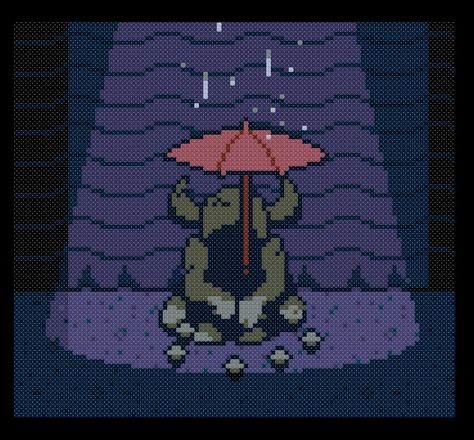 Free Umbrella Statue Cross Stitch Pattern Undertale by Cross Stitch Quest Undertale Umbrella Statue, Undertale Cross Stitch Pattern, Undertale Cross Stitch, Undertale Crochet, Undertale Tattoo, Undertale Pixel Art, Marvel Cross Stitch, Geeky Cross Stitch Patterns, Witch Tattoo