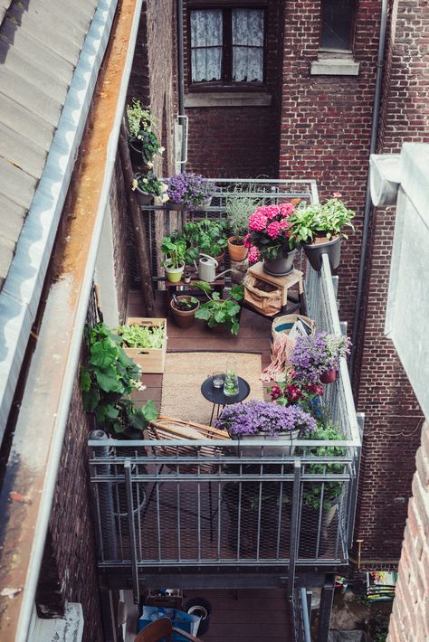 Balcony Hanging Plants, Balcony Planters, Balcony Table And Chairs, Balcony Flowers, Rustic Planters, Balcony Plants, Porch And Balcony, Balcony Furniture, Beautiful Outdoor Spaces