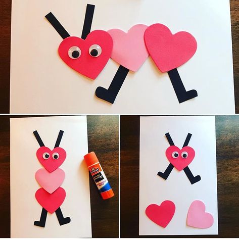 Valentine Cards Kids Can Make, Kids Craft Valentines Day, Simple Valentines Craft For Kids, Valentine Toddler Crafts Easy Diy, Arts And Crafts For Kids Valentines Day, Children’s Valentines Crafts, Valentine’s Day Kids Cards, Valentines Day Cards Handmade Kids, Valentine’s Day Card For Kids