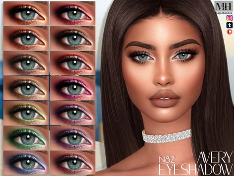 The Sims Resource - Avery Eyeshadow N82 Sims 4 Makeup, Mod Makeup, Pretty Eyeshadow, Graphic Eyes, Makeup Cc, Pelo Sims, Sims 4 Cc Makeup, Sims 4 Game Mods, Sims 4 Cc Skin