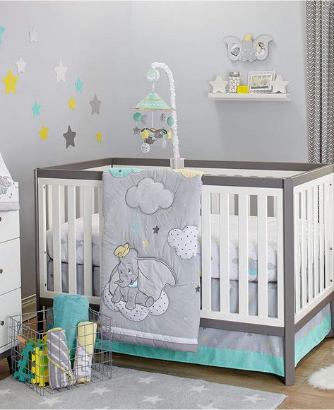 Love the dumbo theme! Very subtle colors but still adding a touch of Disney magic. What's not to love? #ad Dumbo Nursery, Disney Baby Rooms, Dream Big Nursery, Disney Baby Nurseries, Cot Bedding Sets, Girl Crib Bedding Sets, Crib Bedding Boy, Crib Bedding Girl, Baby Boy Bedding