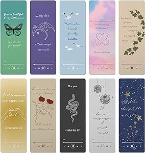 TwoDays Music Inspired Bookmarks, Album Aesthetic Merch for Fans Gifts, Singer Book Accessories for Book Lovers, Bookish (6"x2", Set of 10) Music Bookmarks, Aesthetic Merch, Taylor Swift Book, Album Aesthetic, Bookmark Printing, Diy Bookmarks, Creative Graphic Design, Album Book, Ink Toner