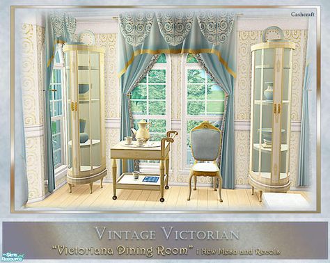 cashcraft's Victoriana Dining Room #Victorian #bathroom #plumbing #furniture #vintage #antique #TS2 #thesims2 #customcontent #cc Sims4 Cc Royal Furniture, Sims 4 Victorian Bathroom, Ts4 Cc Victorian Furniture, Sims 4 Cc Royal Furniture, Sims 4 Royal Cc Furniture, Midcentury Dining Room, Sims 2 House, Antique Living Room, Royal Bathroom