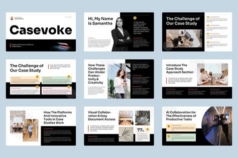 Casevoke - Case Study Google slides Template Case Studies Design Layout, Case Study Template, Case Study Design, Slides Google, Layout Design Inspiration, Slides Template, Slide Design, Company Profile, Inspiration Art