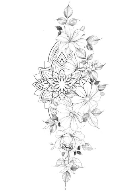 Floral Leg Sleeve Tattoo Women, Shoulder Mandala Tattoos For Women, Mumma Tattoo, Hawaiian Flower Tattoos Sleeve, Mandala Tattoo Design Women Arm, Floral Mandala Tattoo Design, Floral Mandala Tattoo Sleeve, Shoulder Blade Tattoos For Women, Mandala Flower Tattoo