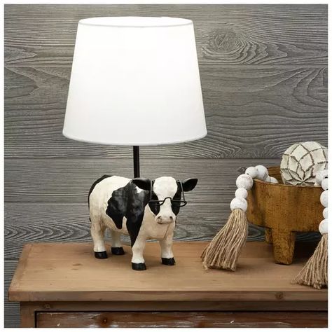 Cow Wearing Glasses Table Lamp | Hobby Lobby | 2409712 Animal House Decor, Highland Cow Room Decor, Country Theme House Decor, Cow Print Kitchen Decor, Cow House Decor, Cow Baby Room Themed Nursery, Cow Lamps, Cow Rug On Wall, Cow Themed Room