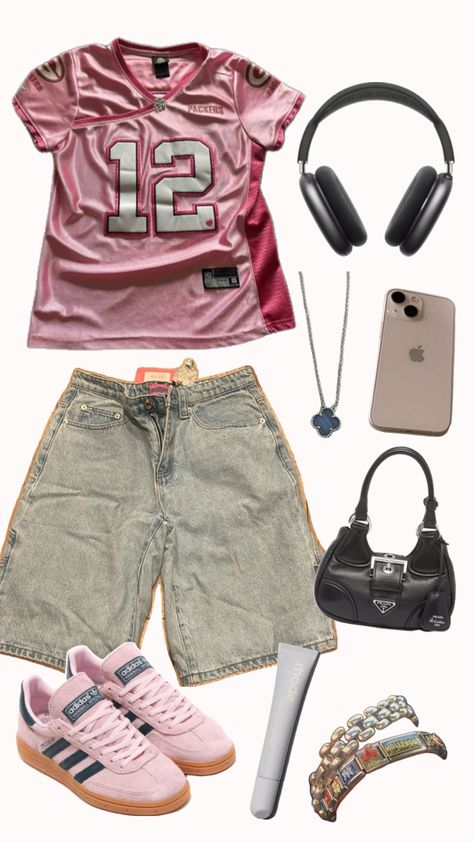 outfit inspo💗 #sambas #jorts #ootd #fashion #y2k #baggy #ahs Pink Streetwear, Street Style Outfits Casual, Pink Jersey, Streetwear Fits, Shoes Outfit Fashion, Fashion Y2k, Outfit Inspo Casual, Funky Outfits, Matching Couple Outfits