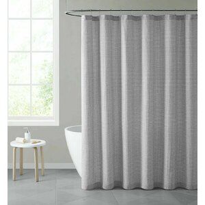 Gracie Oaks Uckfield Single Shower Curtain | Wayfair Gray Shower Curtains, Decor Studio, Fabric Shower Curtain, Grey Curtains, Beautiful Curtains, Modern Bathroom Decor, Weave Fabric, Hotel Collection, Fabric Shower Curtains