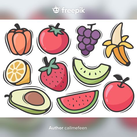 Fruit scribble doodle | Premium Vector #Freepik #vector Fruits Doodle Art, Fruit Doodles Easy, Cute Fruit Drawings Easy, Fruit Drawings Easy, Cute Fruits Drawings, Cute Fruit Doodles, Fruit Drawing Simple, Fruits Drawing Easy, Cute Fruit Drawings