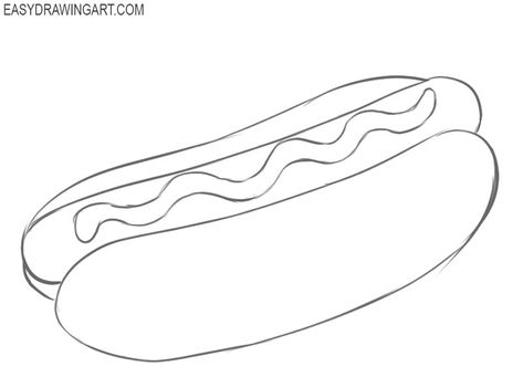 How to sketch a hot dog How To Draw A Hot Dog, Hot Dog Drawing Easy, Hot Dog Painting, Hot Dog Doodle, Hot Dog Tattoo, Dog Easy Drawing, Hot Dog Svg, Hot Dog Drawing, Hot Dog Party