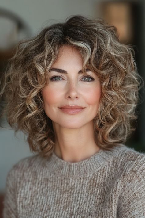 34 Chic Medium-Length Hairstyles for Older Women in 2024 – CreativeBooster Short Length Haircut, Long Curly Layers, Light Blonde Balayage, Medium Curly Hair, Medium Length Wavy Hair, Lob Styling, Older Women's Hairstyles, Shoulder Length Curly Hair, Layered Haircuts For Women