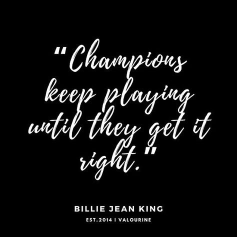 “Champions keep playing until they get it right.” — Billie Jean King | New Beginning Quotes | New Start | Fresh Start / #quote #quotes #motivation #motivational #inspiring #inspiration #inspirational #motivating / |law of attraction quotes / |money quotes / |abraham hicks quotes / |inspirational s… • Millions of unique designs by independent artists. Find your thing. Quotes About Champions, Champions Quotes, Champion Quotes, Change Is Good Quotes, Inspirational Quotes Collection, Soccer Inspiration, Attraction Quotes, Billie Jean King, New Beginning Quotes