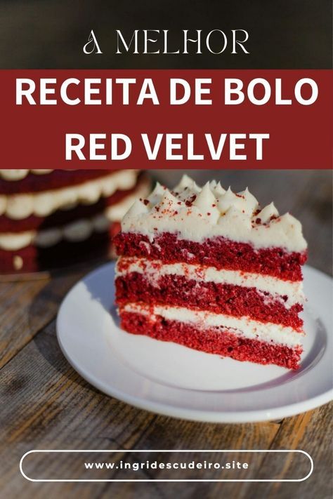 Descubra a receita original de bolo red velvet simples, perfeita para aniversários! Nossa massa de red velvet fácil, combinada com recheio de cream cheese, resulta em um bolo irresistível. Feito no acetato para uma apresentação impecável, essa delícia é ideal para impressionar na decoração de qualquer festa. CLIQUE NO PIN Bolo Red Velvet Receita, Bolo Red Velvet, Red Velvet Cake, Velvet Cake, Cream Cheese, Red Velvet, Food And Drink, Cheese, Velvet