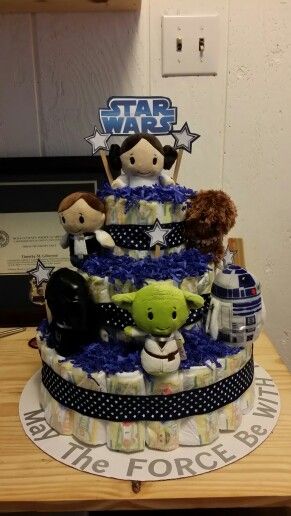 Star wars themed diaper cake #starwars #starwarsbaby Star Wars Diaper Cake, Disney Diaper Cake, Baby Jedi, Baby Boy Room Themes, Star Wars Baby Shower, Baby Room Themes, Star Wars Cake, Star Shower, Trendy Baby Shower Ideas