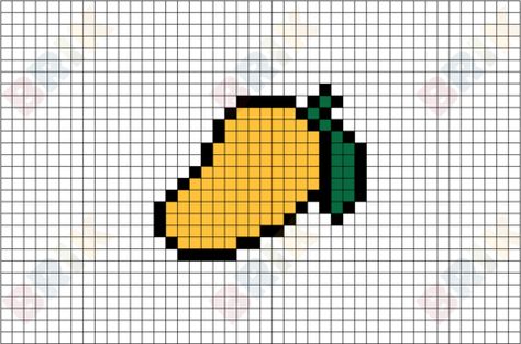 Mango Pixel Art Mango Cross Stitch, Fruit Pixel Art, Pixel Art Fruit, Pixlr Art, Pixel Art Food, Motif Acnl, 8 Bit Art, Minecraft Drawings, Easy Pixel Art