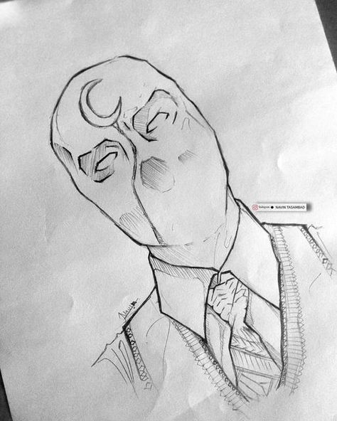 Moonknight Drawings Easy, How To Draw Moon Knight, Marvel Sketches Pencil, Moon Knight Drawing, Moon Knight Sketch, Marvel Sketches, Drawing Marvel, Anime Drawings For Beginners, School Doodles