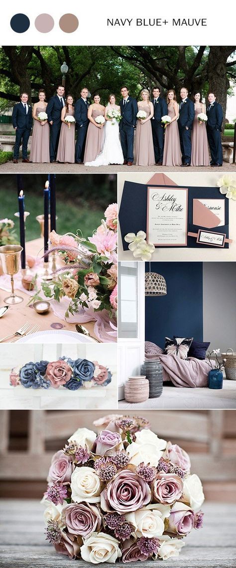 navy blue and mauve wedding color ideas for 2018 Mauve Wedding Colors, Mauve Wedding, Wedding Color Trends, Wedding Color Ideas, Laser Cut Wedding, Laser Cut Wedding Invitations, Wedding Theme Colors, Wedding Color Palette, Wedding Color