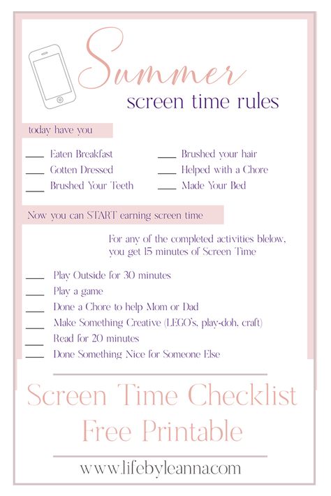 Summer Chore Checklist For Kids, Summer Chores Before Screen Time, Checklist For Screen Time, Kids Summer Screen Time Rules, Summer Cleaning Schedule For Kids, Summertime Screen Time Rules, Homeschool Screen Time Rules, Summer Checklist For Kids Screen Time, Kids Summer Goals Chart