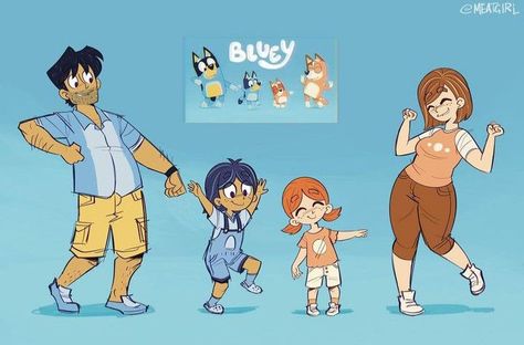 Cartoon Characters As Humans, Bluey Family, Online Comics, As Humans, Kids Shows, Disney Fan Art, Disney And Dreamworks, So Sweet, Cute Doodles