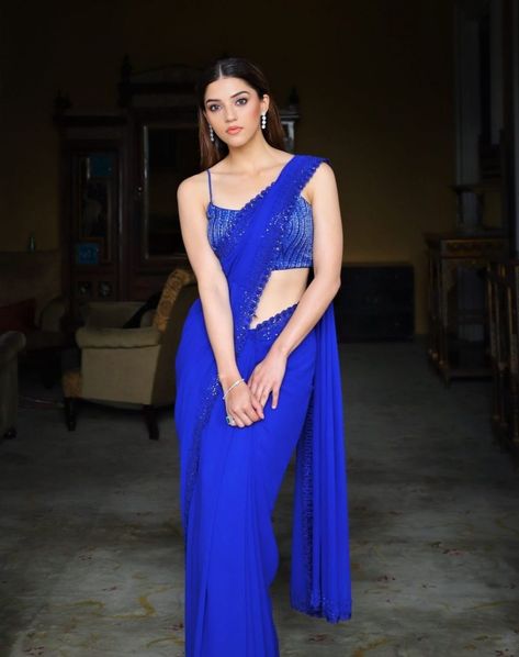 mehreen pirzada in blue saree for F3 interview South Indian Saree, Black And White Saree, Mehreen Pirzada, Navy Blue Party, Simple Saree Designs, Saree Bollywood, Latest Designer Sarees, Simple Sarees, Blue Saree